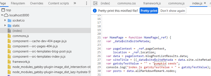 chrome dev tools view